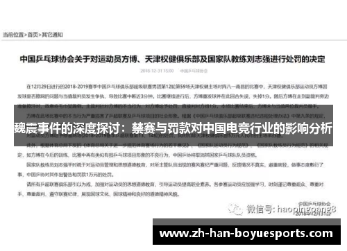 魏震事件的深度探讨:禁赛与罚款对中国电竞行业的影响分析 魏震事件的深度探讨:禁赛与罚款对中国电竞行业的影响分析